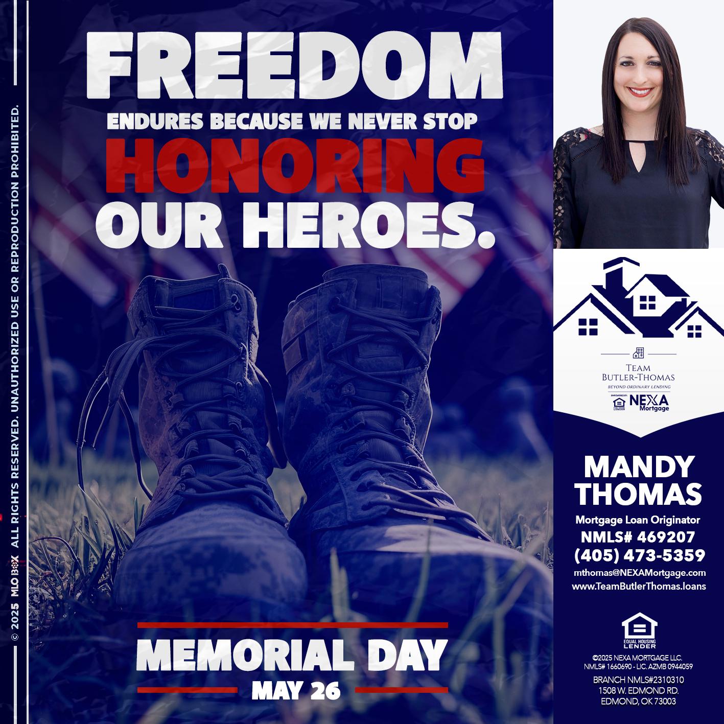 Memorial Day - Mandy Thomas -Branch Manager