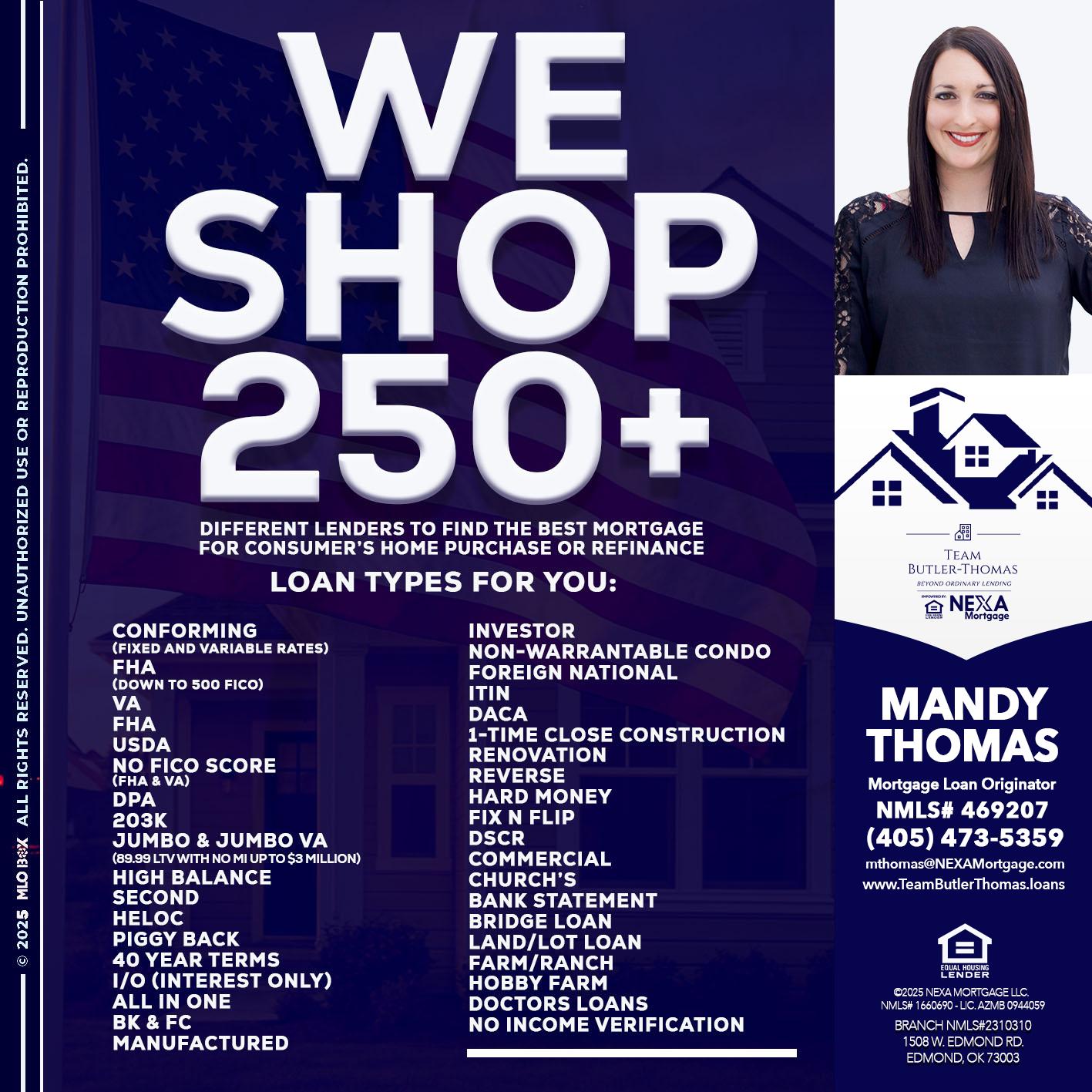 WE SHOP 250+ - Mandy Thomas -Branch Manager