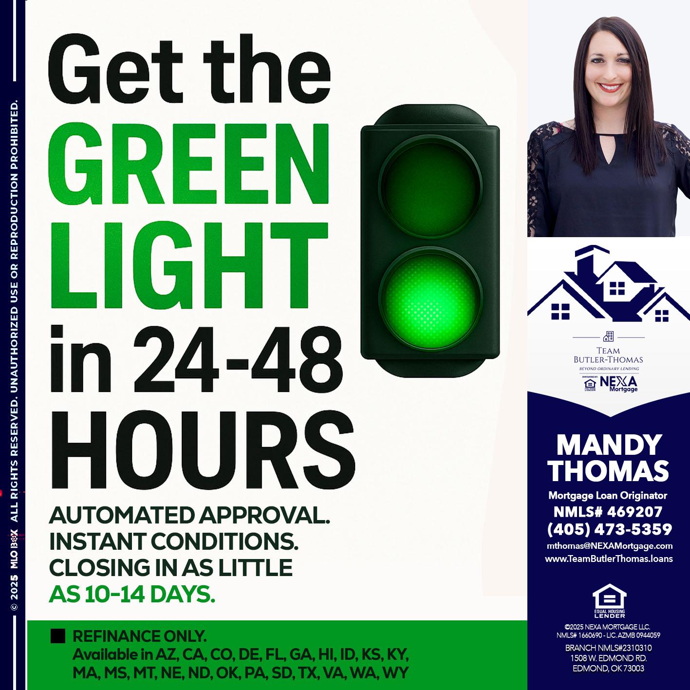 GET THE GREEN LIGHT - Mandy Thomas -Branch Manager