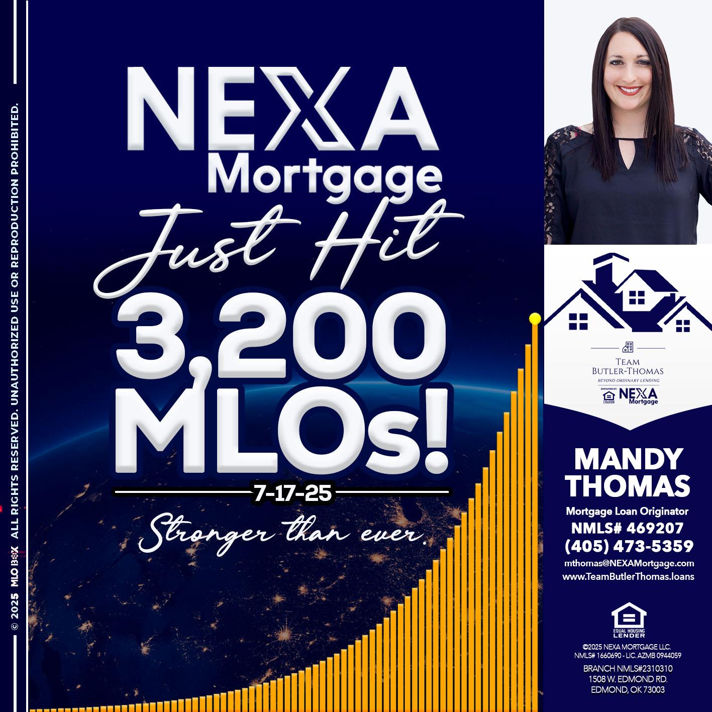 JUST HIT 3,200 MLOs - Mandy Thomas -Branch Manager