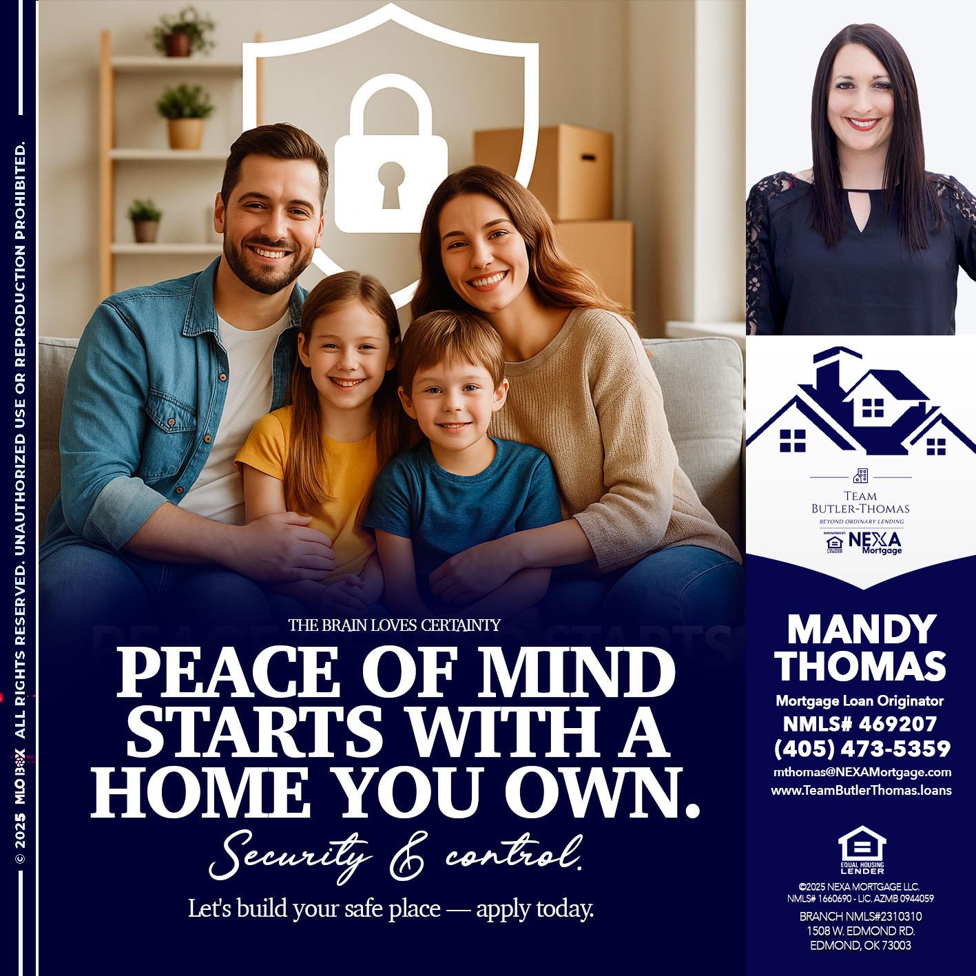 peace of mind - Mandy Thomas -Branch Manager