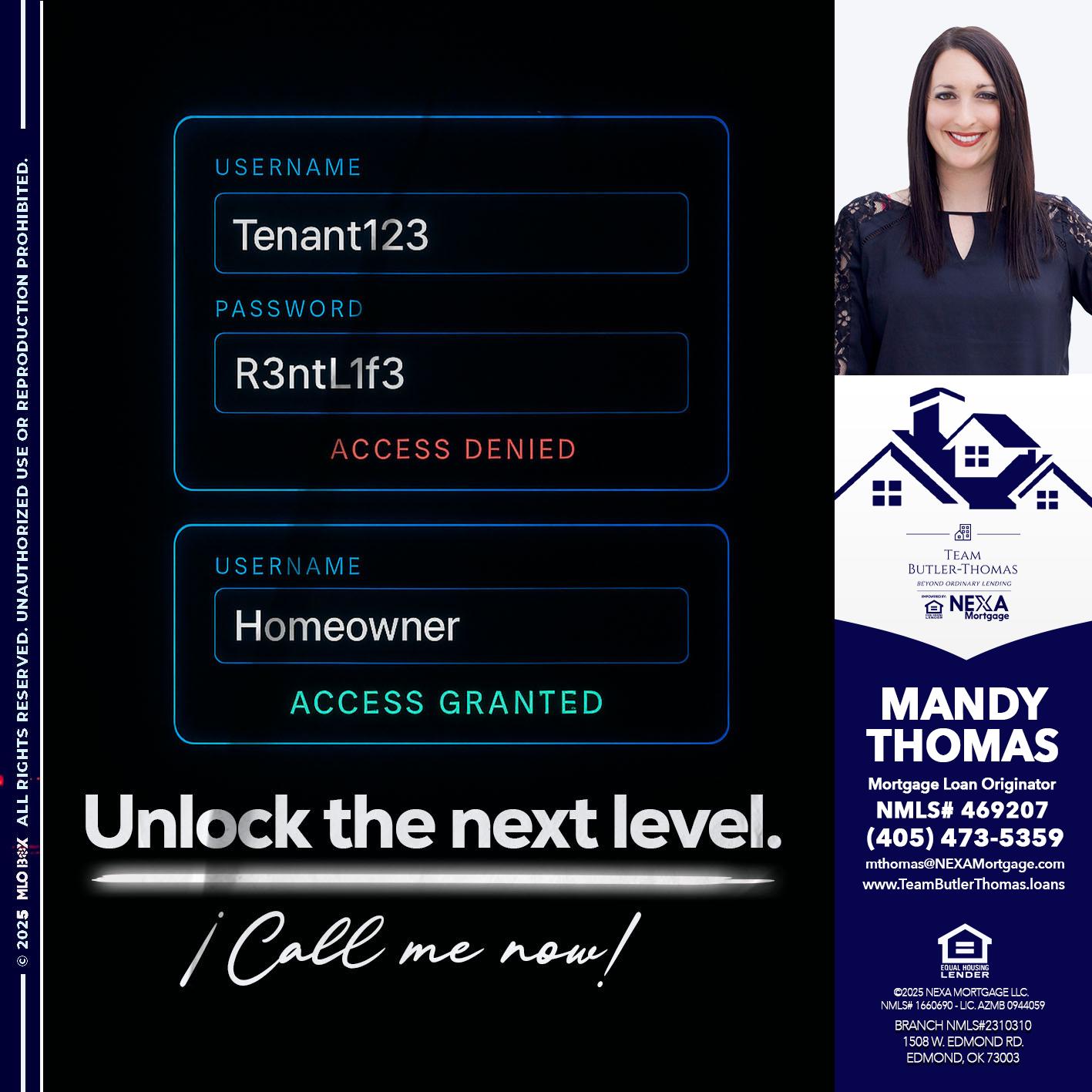 UNLOCK THE NEXT LEVEL - Mandy Thomas -Branch Manager