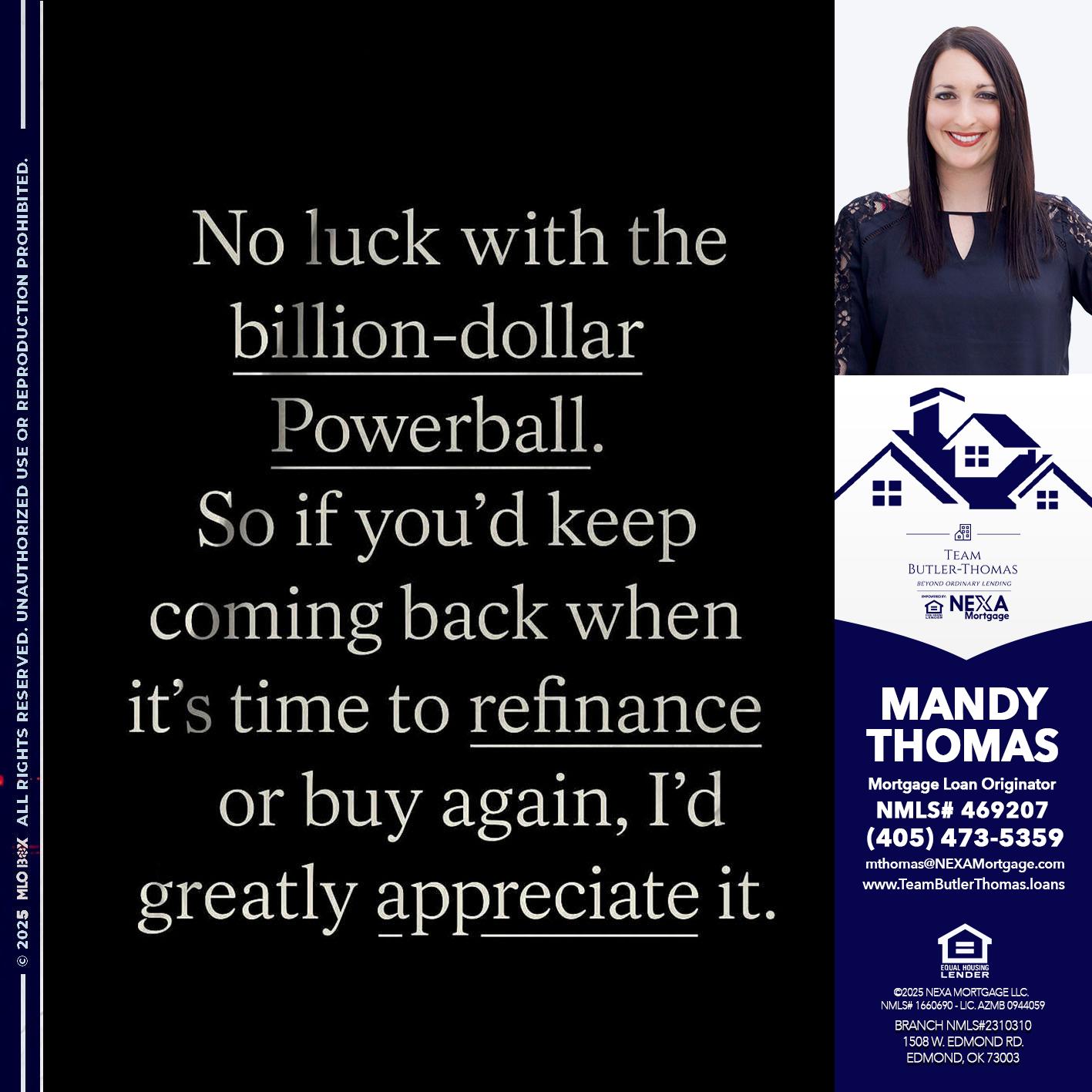 NO LUCK WITH - Mandy Thomas -Branch Manager
