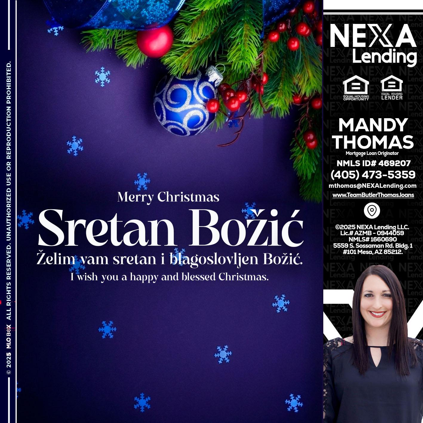 Sretan Božić - Mandy Thomas -Branch Manager