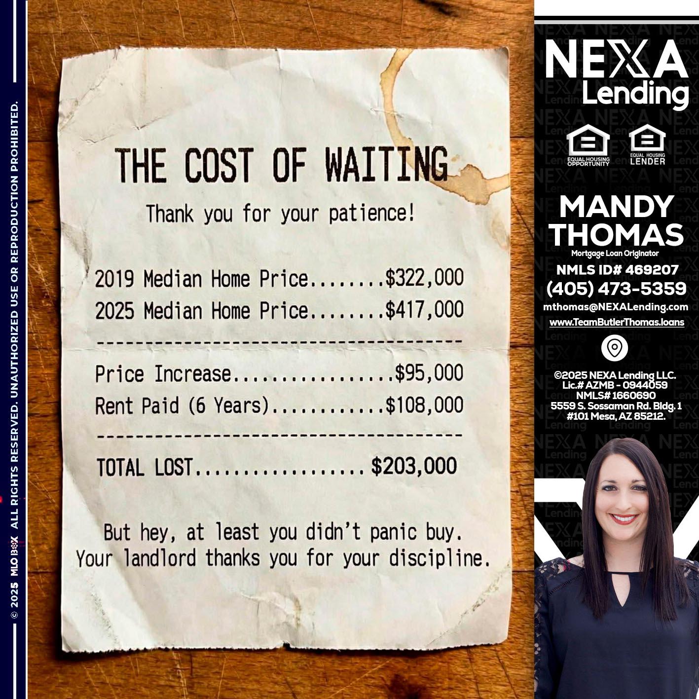 THE COST OF WAITING - Mandy Thomas -Branch Manager