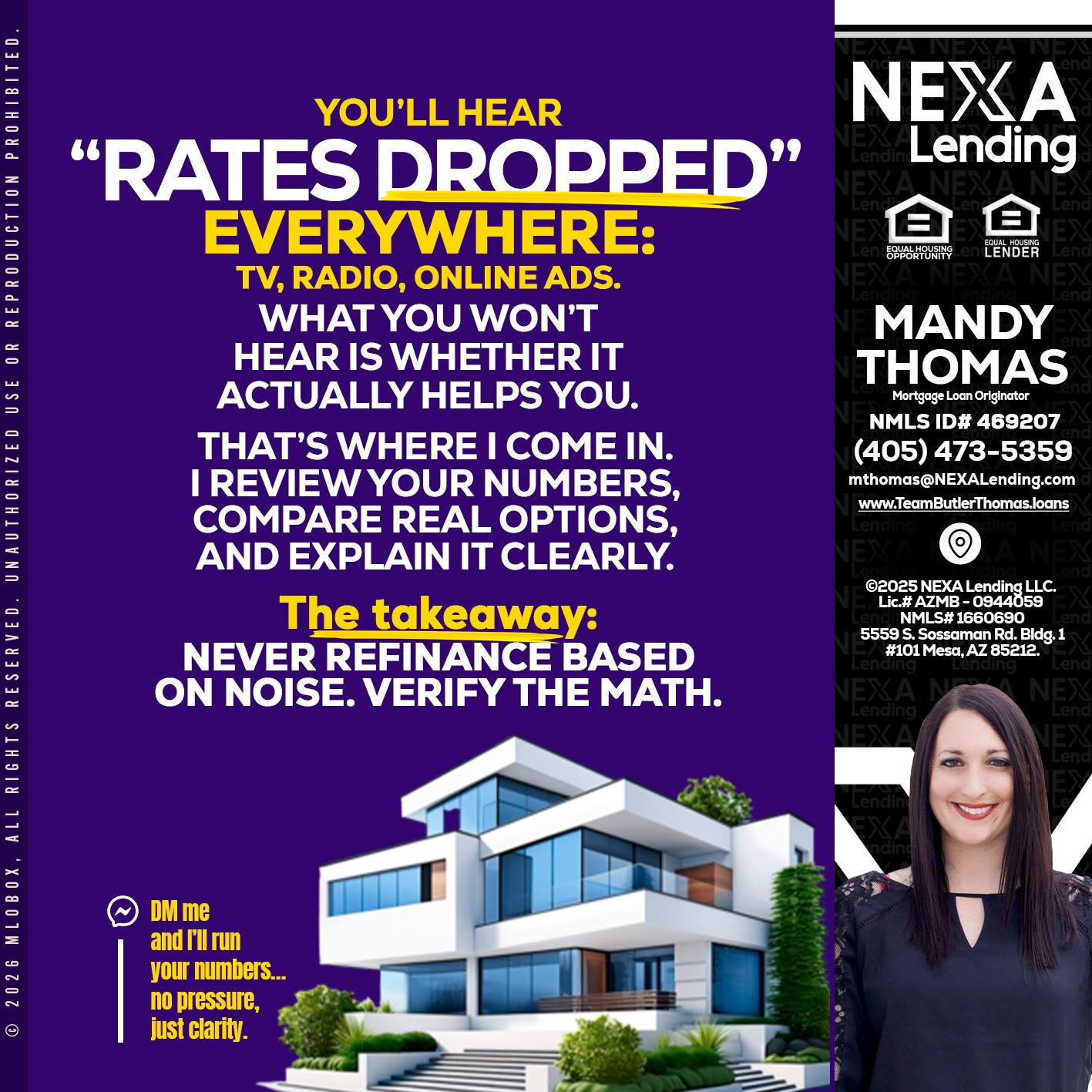 RATES DOPPED - Mandy Thomas -Branch Manager