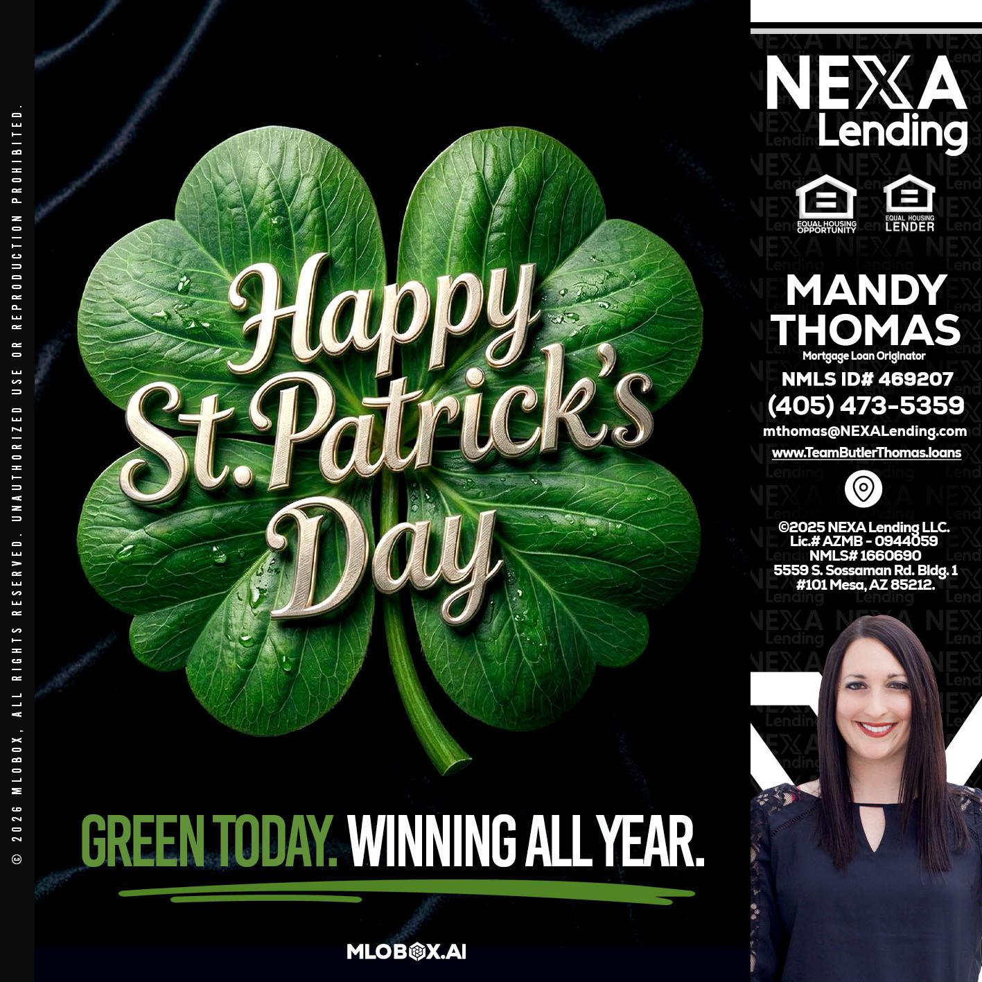 happy st. Patricks day - Mandy Thomas -Branch Manager
