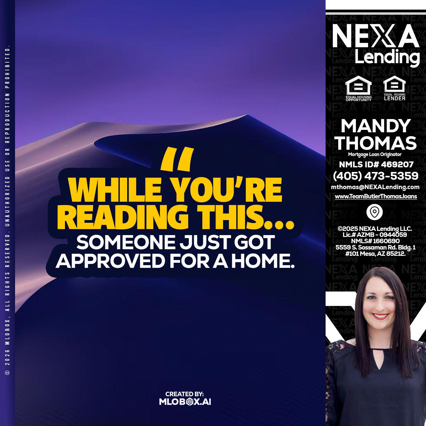 WHILE YOU - Mandy Thomas -Branch Manager