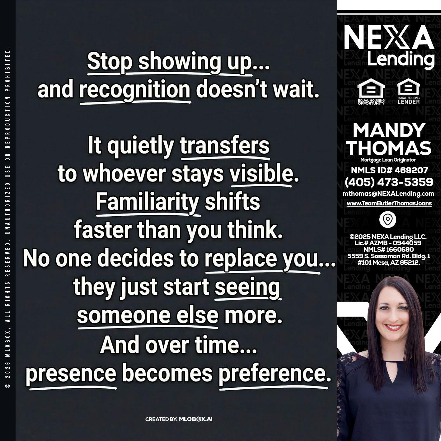 STOP SHOWING - Mandy Thomas -Branch Manager