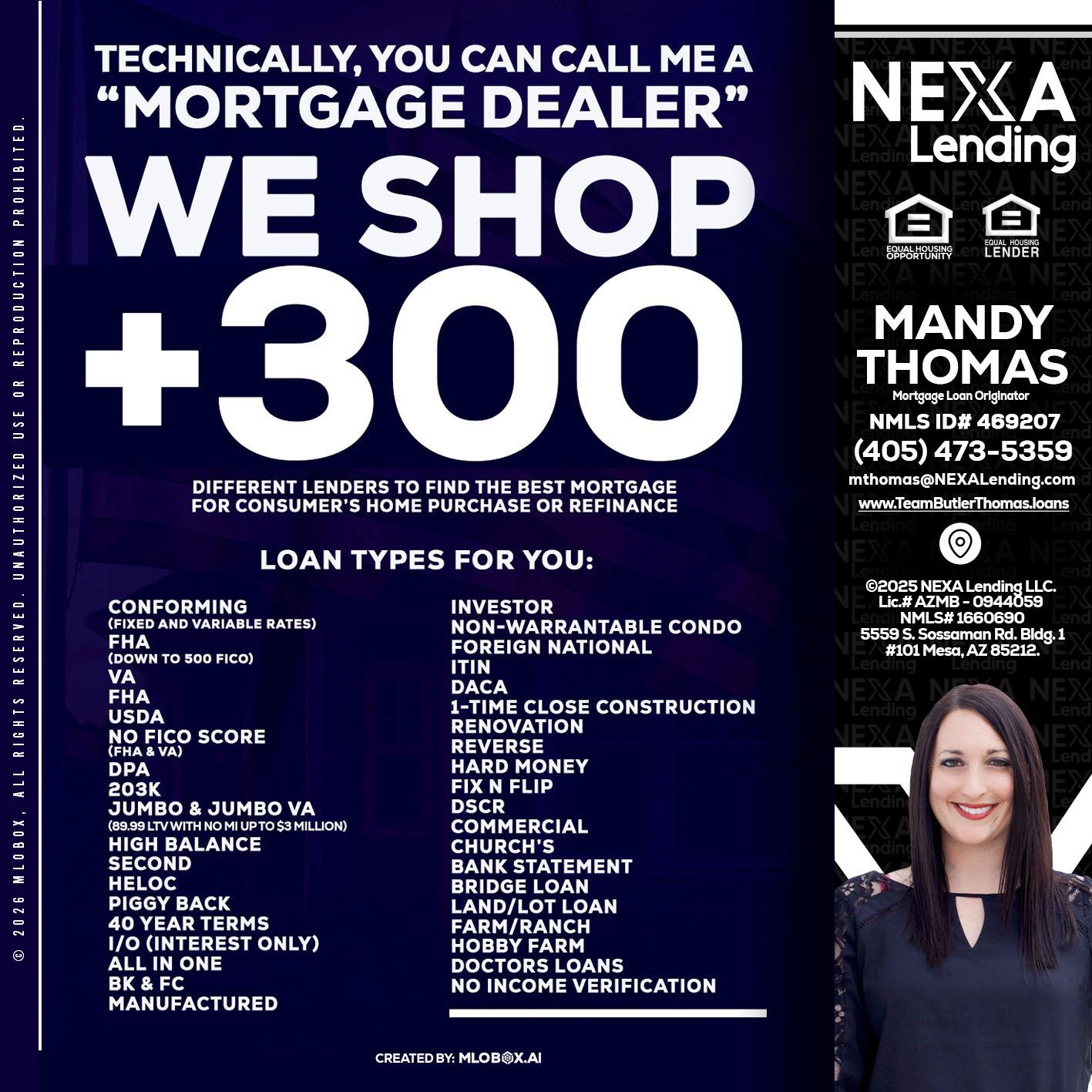 300+ LENDERS - Mandy Thomas -Branch Manager