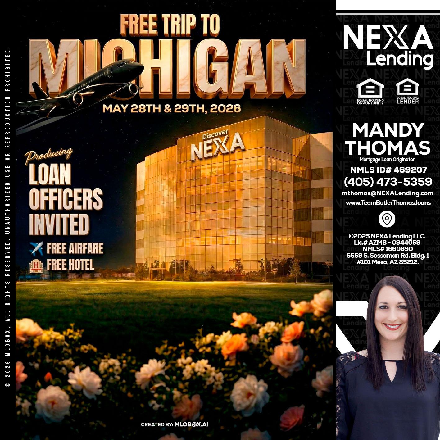 FREE TRIP TO MICHIGAN - Mandy Thomas -Branch Manager