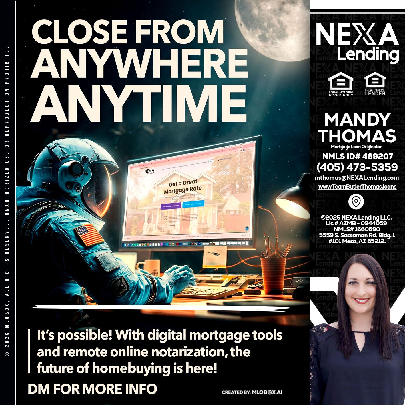 CLOSE FROM - Mandy Thomas -Branch Manager