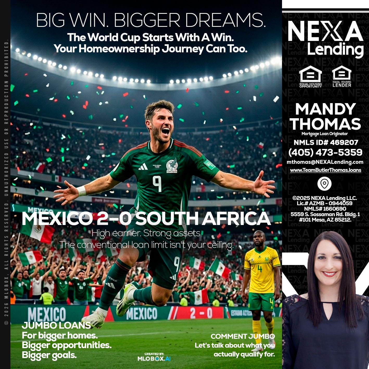 MEXICO 2-0 SOUTH AFRICA - Mandy Thomas -Branch Manager