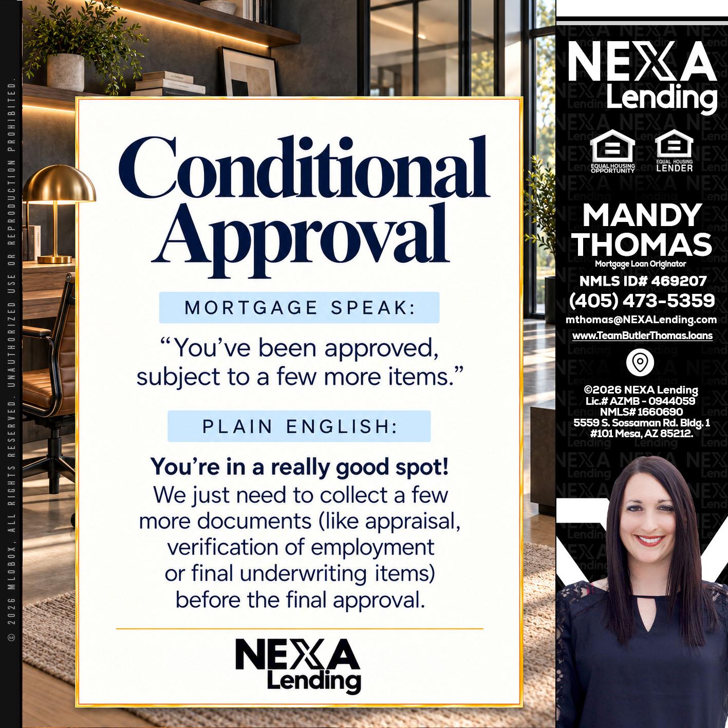 CONDITIONAL APROVAL - Mandy Thomas -Branch Manager